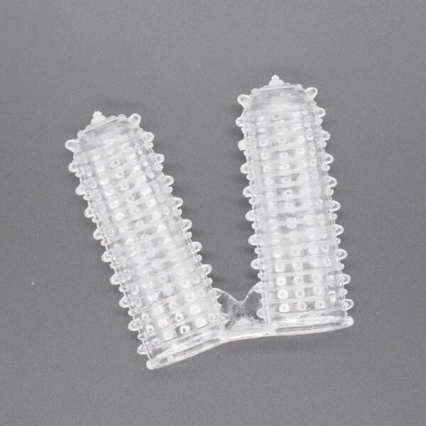 Double Finger Stall Buckle Set Particle Barbed Crystal Exotic Condom Couple Toys