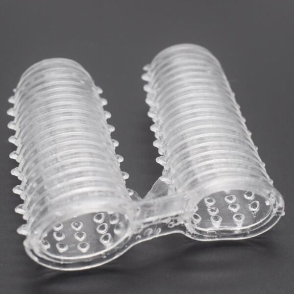 Double Finger Stall Buckle Set Particle Barbed Crystal Exotic Condom Couple Toys