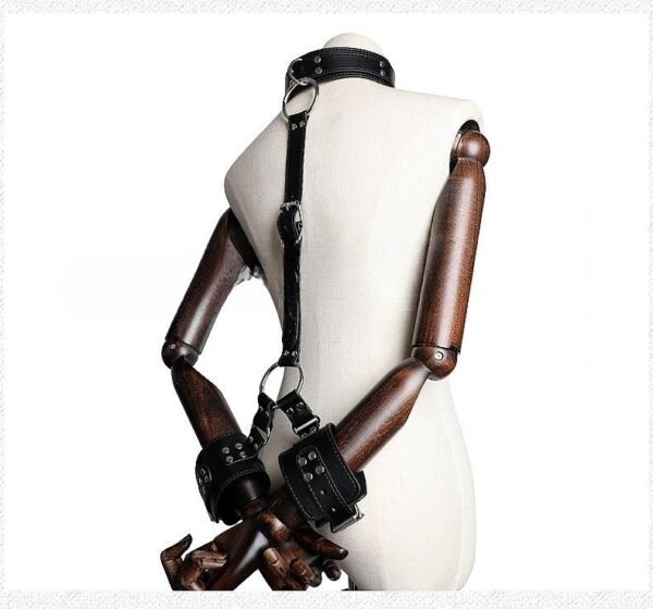 reverse back leather handcuffs set