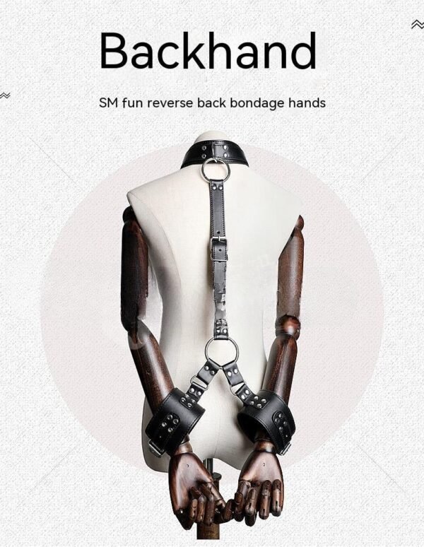 reverse back leather handcuffs set