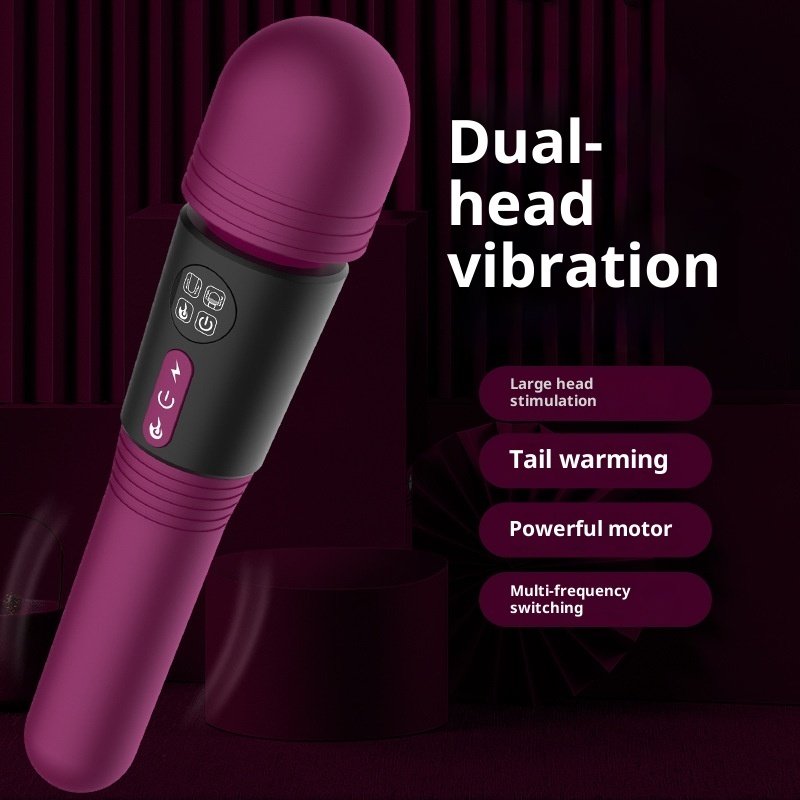 Double-headed AV Wand LCD Screen Female Warming Vibrating Wand Rechargeable