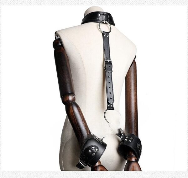 reverse back leather handcuffs set